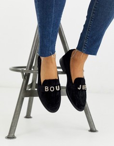 Черные туфли на плоской подошве с отделкой ASOS DESIGN-Черный