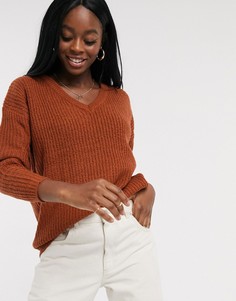 Джемпер с V-образным вырезом Brave Soul-Коричневый