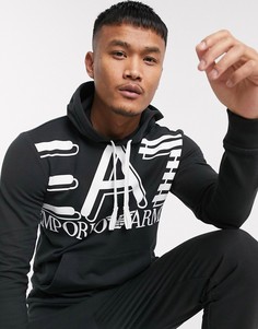 Худи черного цвета с большим логотипом Armani EA7 Core ID-Черный