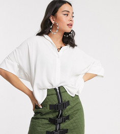 Белая oversize-блузка с короткими рукавами Monki Luka-Белый
