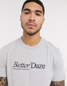 Футболка с контрастными вставками и принтом ASOS DESIGN-Серый