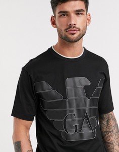 Черная футболка с крупным логотипом-орлом Emporio Armani-Черный