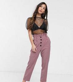 Розовые брюки с присборенным поясом и оборками Miss Selfridge Petite-Розовый
