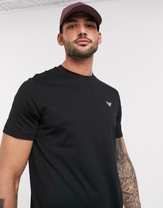Черная футболка с небольшим логотипом на груди Emporio Armani-Черный