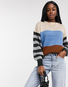 Синий джемпер колор блок в полоску Brave Soul-Мульти