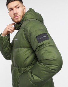 Нейлоновая дутая куртка цвета хаки Calvin Klein-Зеленый