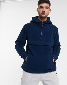 Худи из флиса темно-синего цвета с логотипом Tommy Hilfiger-Темно-синий