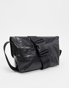 Черная фактурная сумка почтальона Weekday-Черный