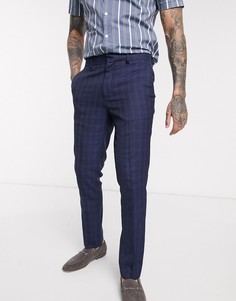 Узкие строгие брюки в клетку Burton Menswear-Синий