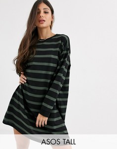 Платье-футболка в стиле oversized в полоску ASOS DESIGN Tall-Мульти