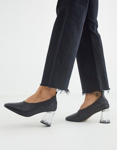 Черные кожаные туфли на каблуке ASOS DESIGN-Черный