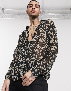Светло-бежевая oversize-рубашка с рукавами \"летучая мышь\" ASOS DESIGN-Светло-бежевый