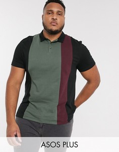 Черная футболка-поло с вертикальными полосками ASOS DESIGN Plus-Черный