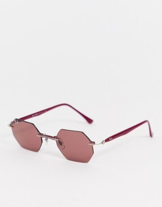 Розовые солнцезащитные очки шестиугольной формы без оправы Ray-Ban 0RB8061-Розовый