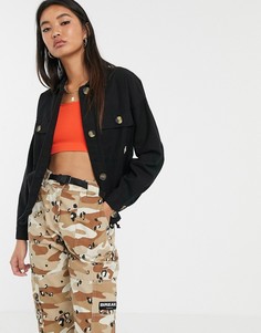 Черная куртка на пуговицах Bershka-Черный