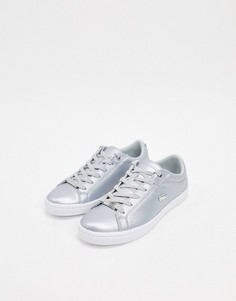 Серебристые кроссовки на шнуровке Lacoste-Серебряный