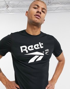 Черная футболка с большим логотипом Reebok Training-Черный