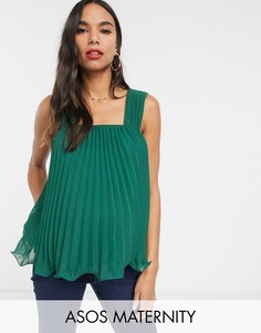 Плиссированный топ с квадратным вырезом ASOS DESIGN Maternity-Бесцветный
