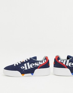 Темно-синие кожаные кроссовки со шнуровкой и логотипом Ellesse-Темно-синий