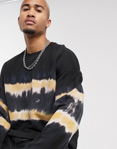 Черный свитшот с круглым вырезом и принтом тай-дай Jack & Jones Originals