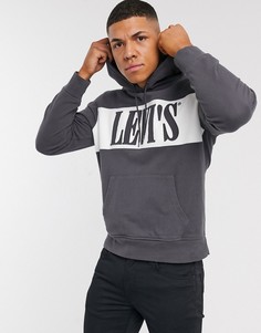 Белое худи с логотипом и вставкой на груди Levis-Серый Levis®