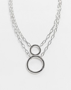 Серебристое многоярусное ожерелье с цепочками ASOS DESIGN-Серебряный
