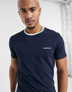 Темно-синяя футболка с логотипом Jack & Jones Originals-Темно-синий