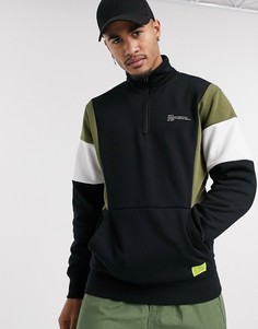 Черный свитшот в стиле колор блок с молнией Jack & Jones Core