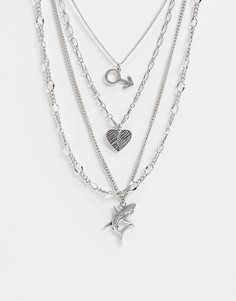 Набор серебристых ожерелий с подвеской Reclaimed Vintage inspired эксклюзивно для ASOS-Серебряный