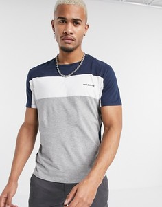 Футболка в стиле колор блок с логотипом Jack & Jones Originals-Серый