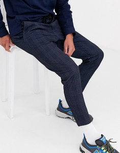 Темно-синие строгие брюки в клетку Only & Sons-Темно-синий