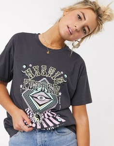 Свободная футболка с принтом ASOS DESIGN-Серый