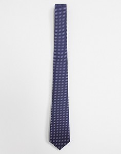Темно-синий узкий галстук в горошек ASOS DESIGN