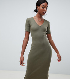 Платье миди цвета хаки в рубчик Missguided Tall-Зеленый