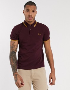 Бордовое поло с отделкой на воротнике Fred Perry-Красный