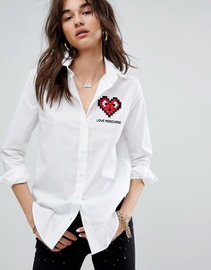 Рубашка с логотипом Love Moschino-Белый