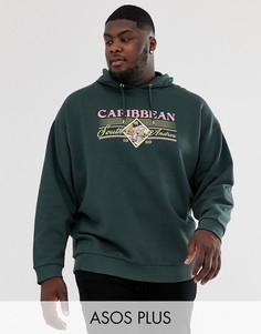 Худи с принтом \"Caribbean island\" ASOS DESIGN Plus-Зеленый