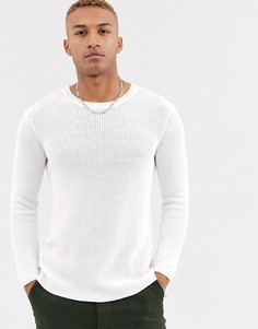 Белый джемпер с круглым вырезом Bershka