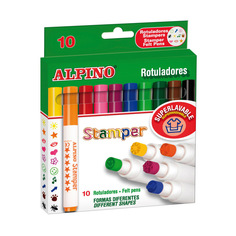 Фломастеры Alpino stamper со штампами с утолщённым корпусом 10 цветов