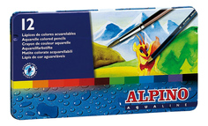 Цветные шестигранные акварельные карандаши Alpino AQUALINE 12 цветов