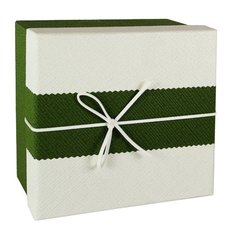 Коробка с бантиком, маленькая, 16 х 16 х 7 см, зелено-бежевая No Brand