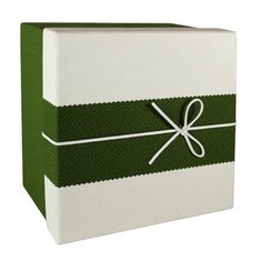 Коробка с бантиком, большая, 20 х 20 х 10 см, зелено-бежевая No Brand