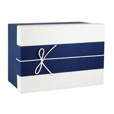Коробка с бантиком, большая, 20 х 20 х 10 см, сине-бежевая No Brand