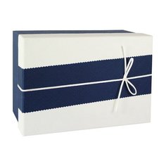 Коробка с бантиком, средняя, 18 х 18 х 8 см, сине-бежевая No Brand