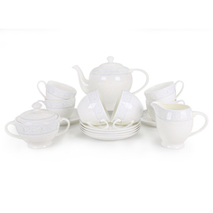 Чайный сервиз АККУ Дионис-Грей 15 предметов на 6 персон костяной фарфор