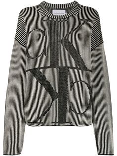Calvin Klein Jeans джемпер в рубчик с монограммой вязки интарсия