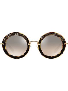 Miu Miu Eyewear солнцезащитные очки в круглой оправе с декором