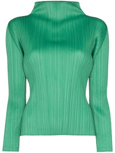 Pleats Please Issey Miyake плиссированная блузка с высоким воротником