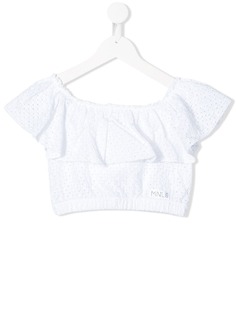 Monnalisa diamond-weave cropped top