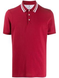 Brunello Cucinelli stripe collar shortsleeved polo shirt